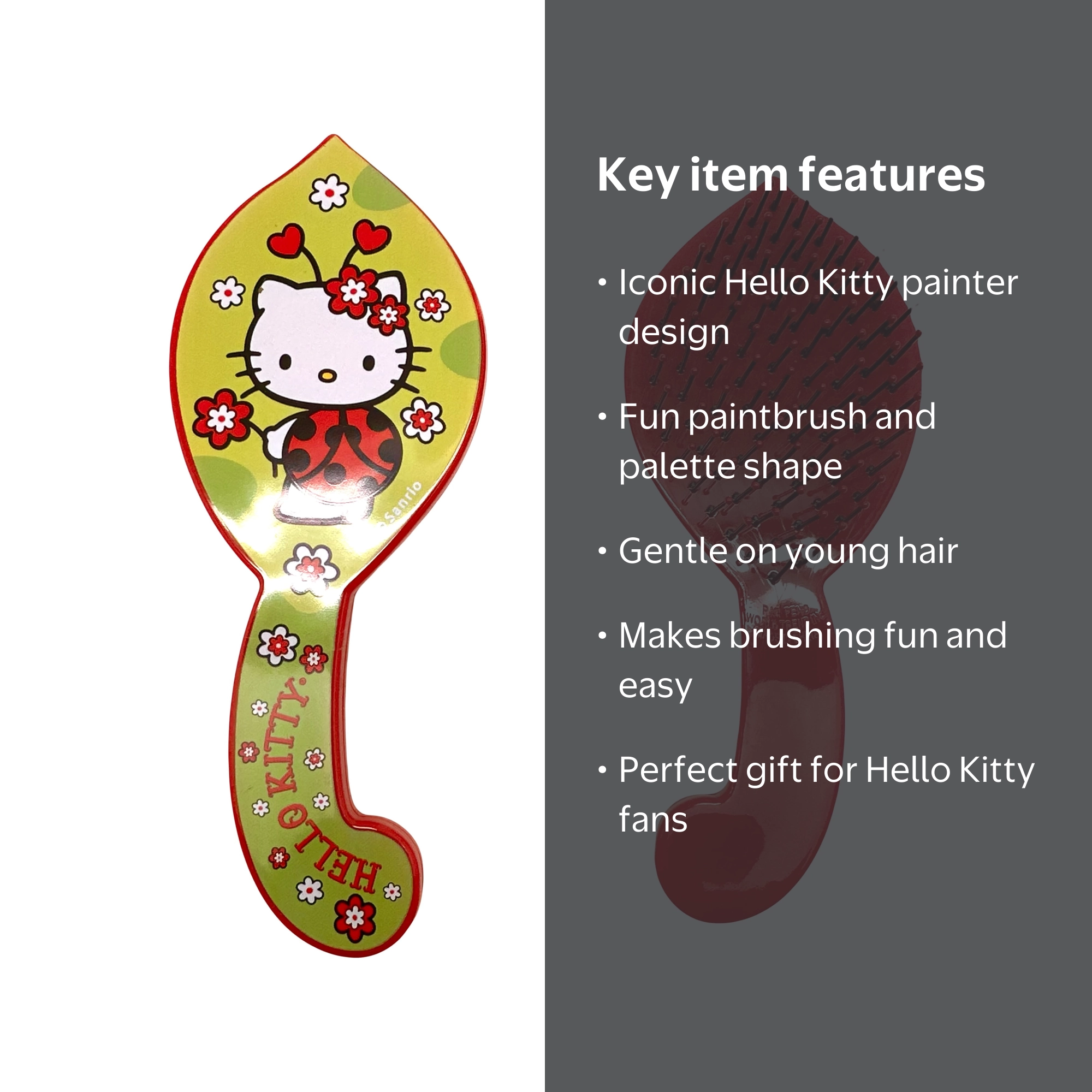 Hello Kitty Paint Brush and Palate Shaped Kids Small Red Hairbrush