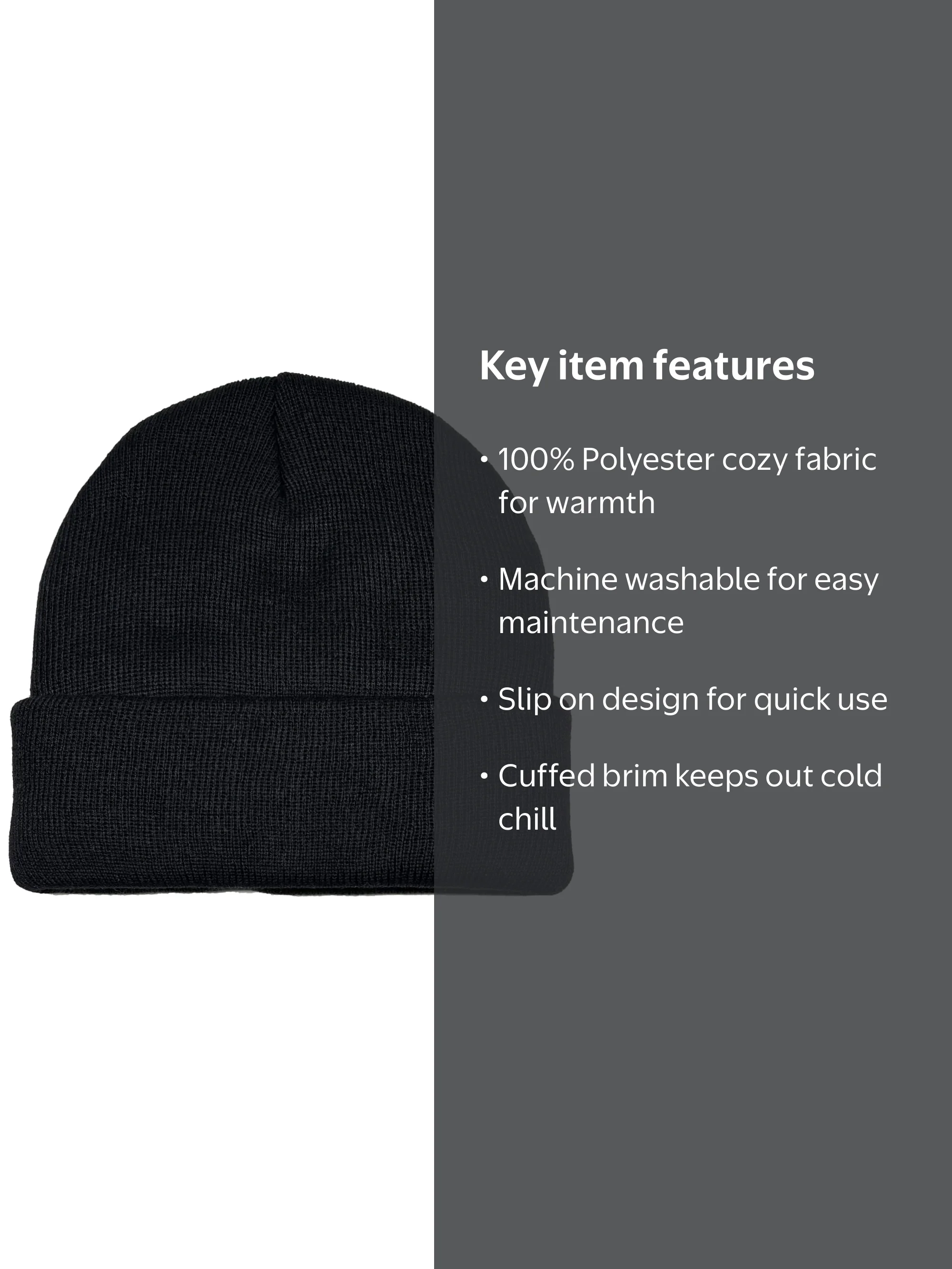George Men's Arctic Cuff Knit Beanie,Black Soot - Walmart.com
