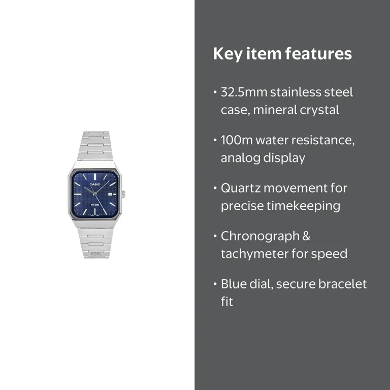 Casio, Men's Watch, MTP-B185D-2A1V, Blue Dial Stainless Steel