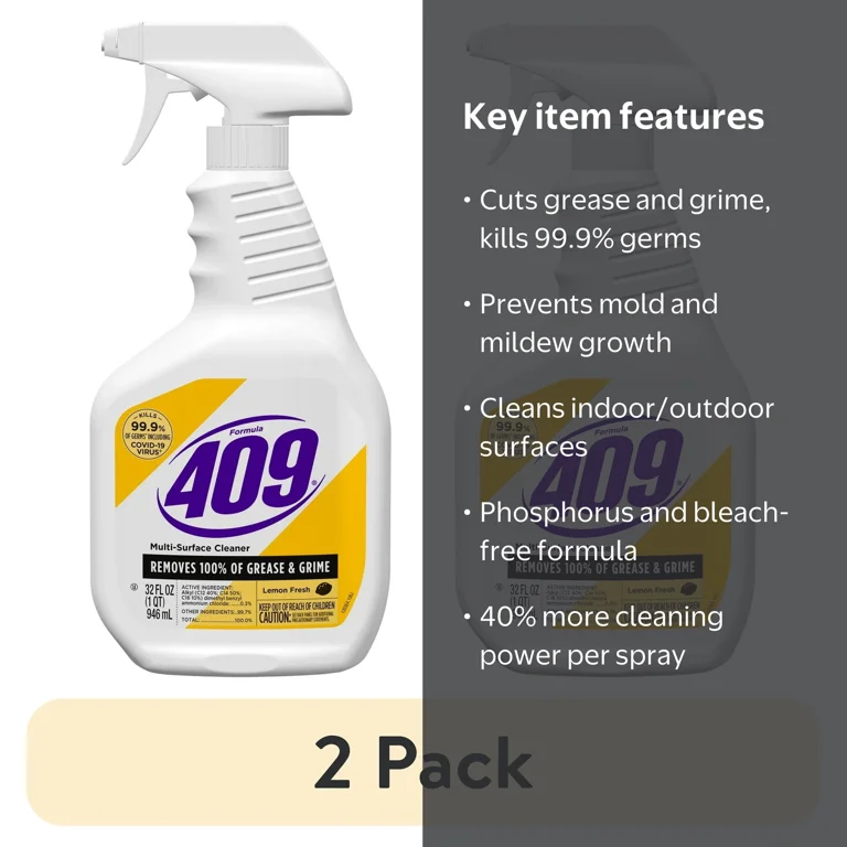 2 pack) Formula 409 Multi-Surface Cleaner Spray, Lemon Fresh, 32