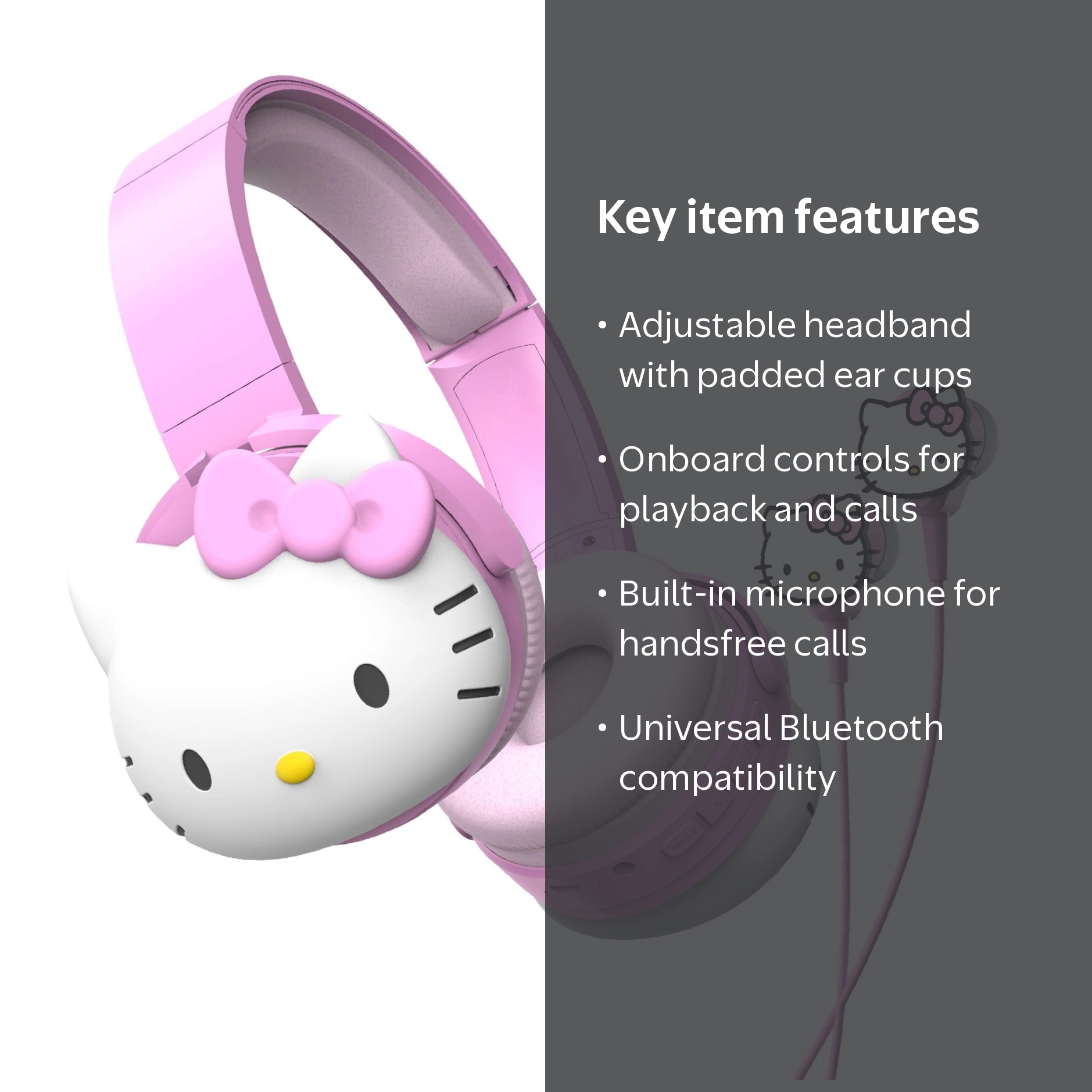 Hello Kitty 2-in-1 Wireless Bluetooth Headphones with Wired