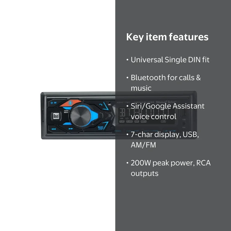Dual Electronics XDM17BT Single DIN Car Stereo, New - Walmart.com