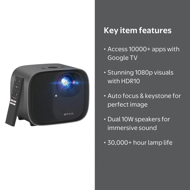 ETOE E3 Pro Google TV Smart Projector, 1080P FHD Home Theater