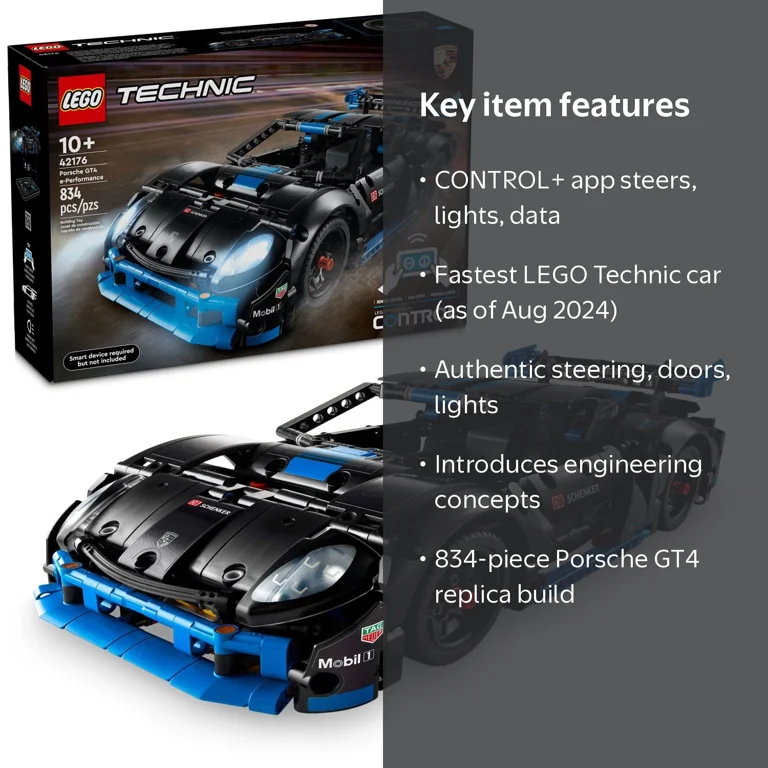LEGO Technic Porsche GT4 e-Performance Race Car Toy, 42176, 834 LEGO Technic Porsche GT4 e-Performance Race Car Toy, 42176, 834