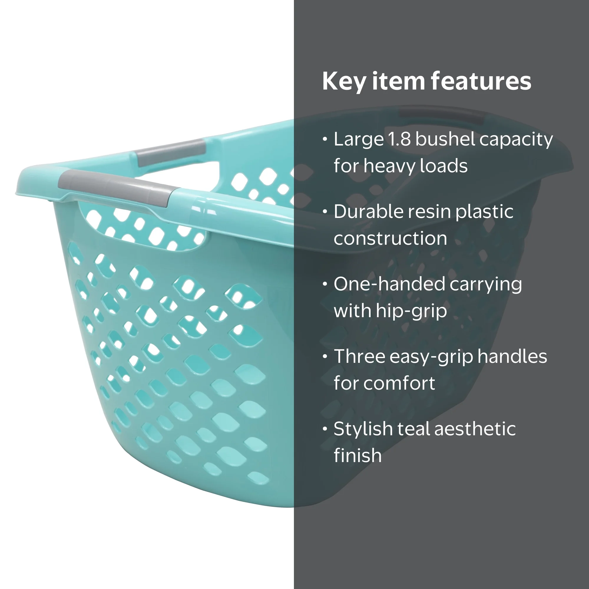 Home Logic, Laundry Basket, 1.8 Bushel Hip Grip, Teal - Walmart.com