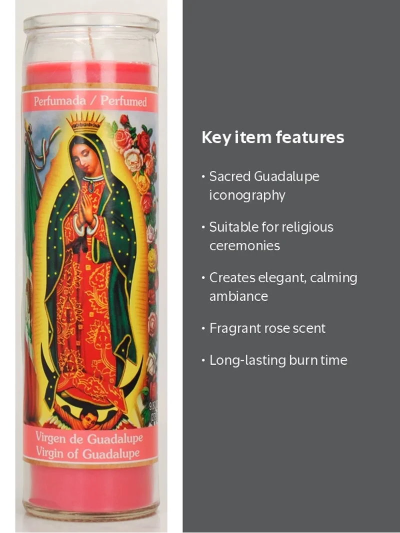 Prayer Candle V Guadalupe Rose Scent Pink Wax, 8 Inch - Walmart.com