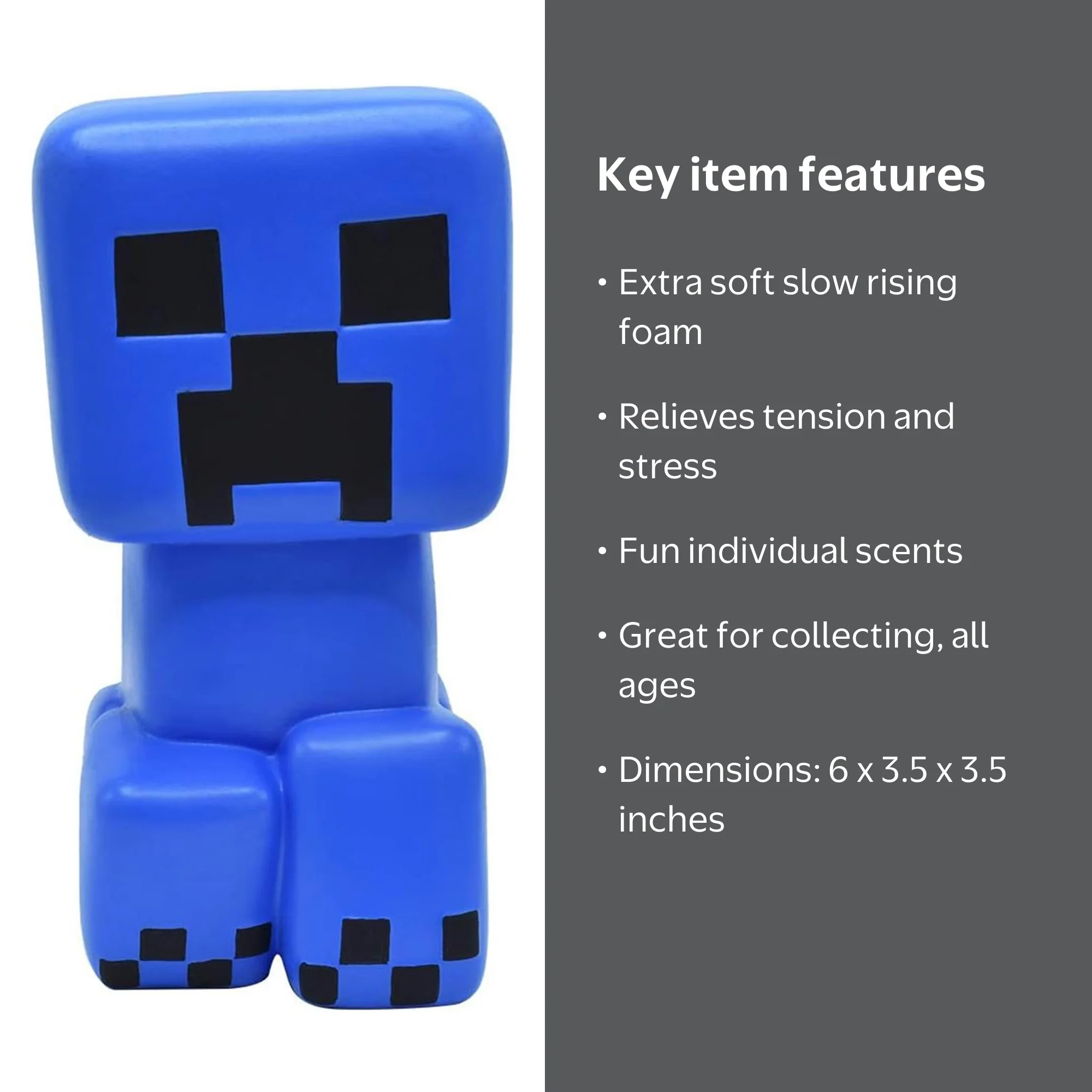 Minecraft, Blue Creeper 6 Inch Mega SquishMe Toy, 6 inches