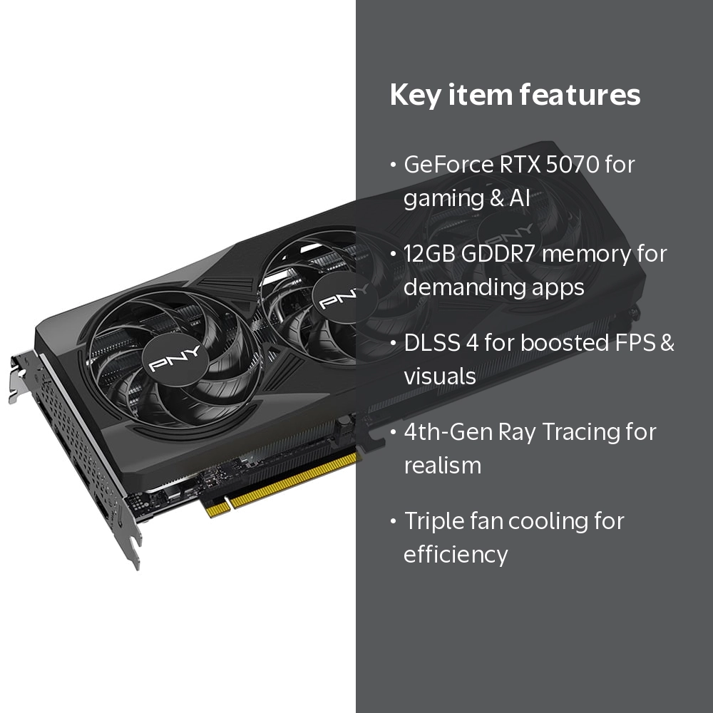 PNY, NVIDIA GeForce RTX 5070 OC Triple Fan, 12GB GDDR7 - Walmart.com