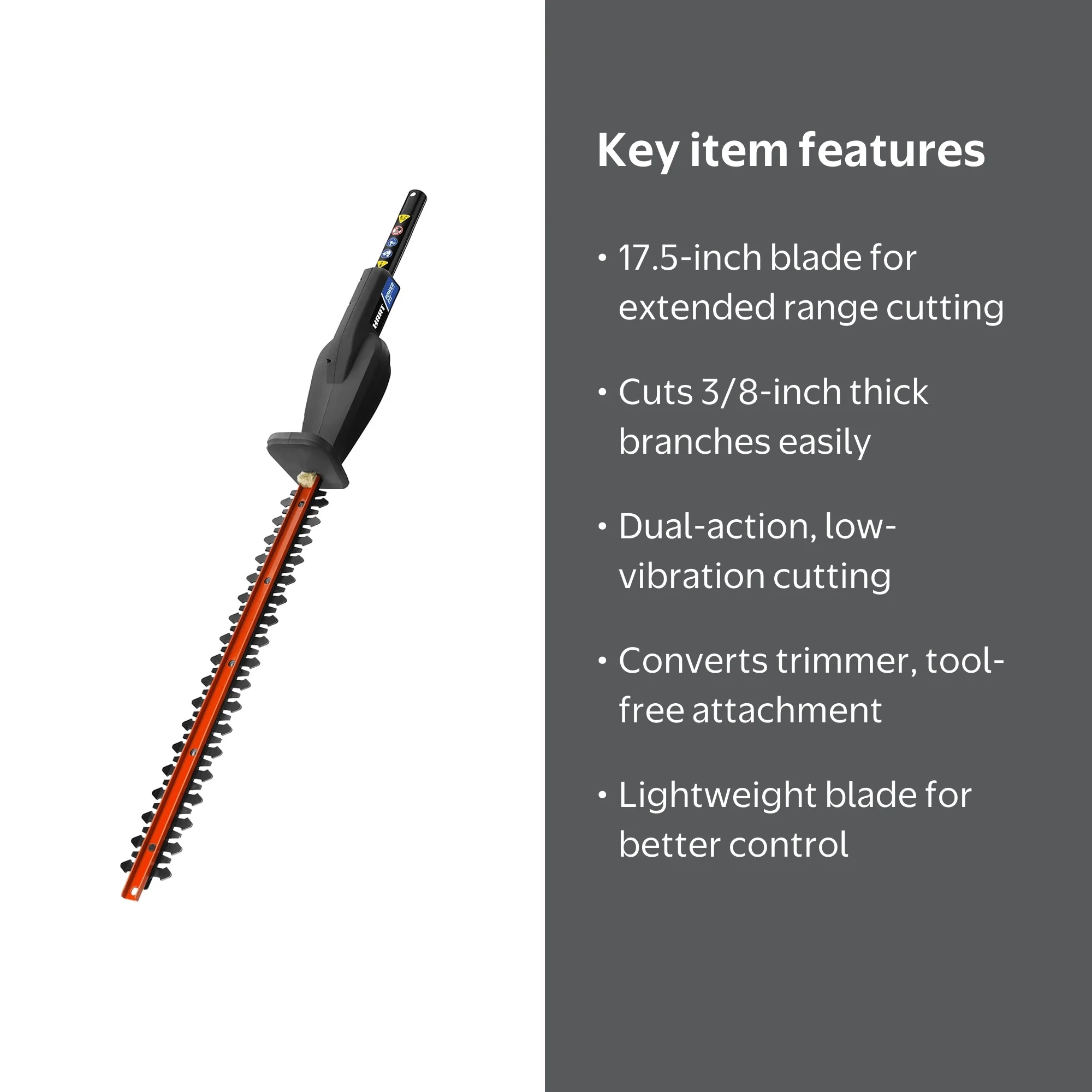 HART DESIGN フェザーセット HART PowerFit 17.5-inch Hedge Trimmer Attachment for Garden