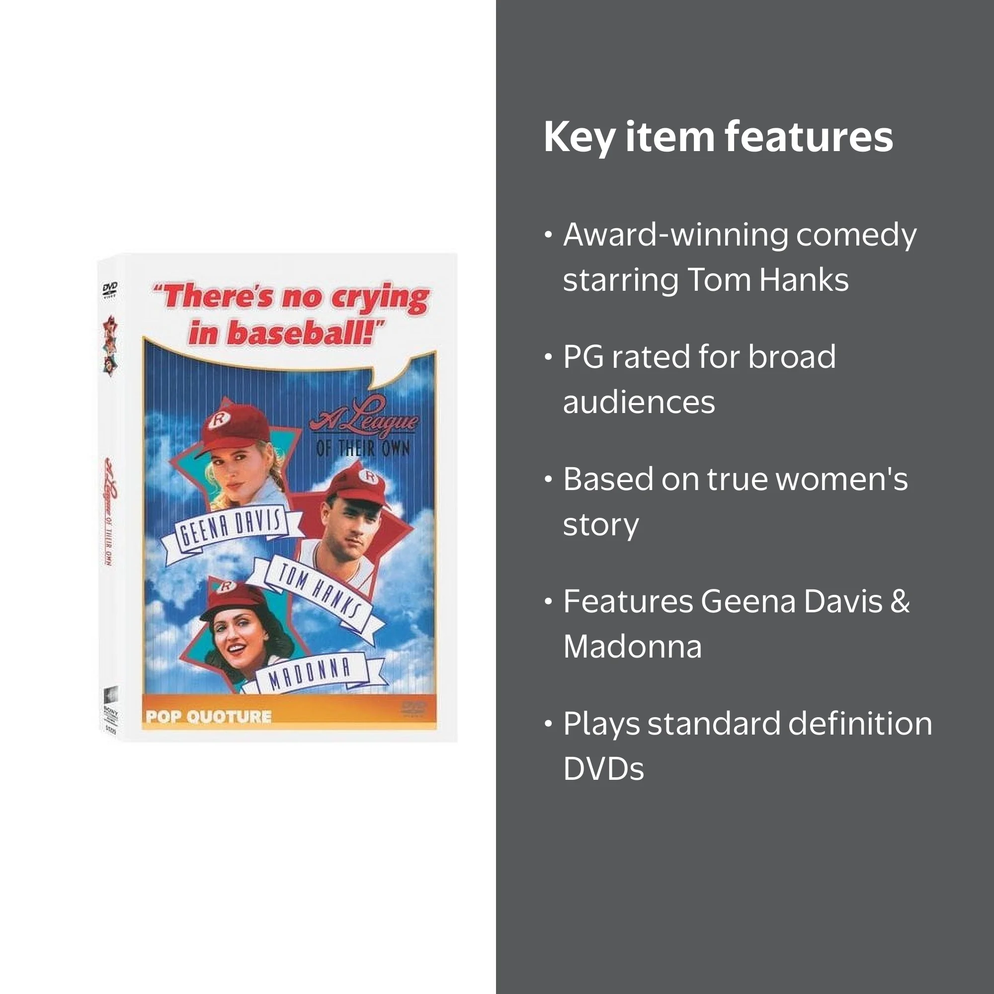 Sony Pictures, DVD, A League of Their Own, PG, based on true story