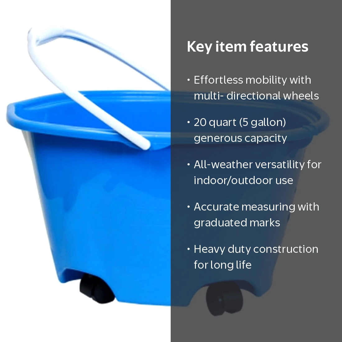Quickie EZ-Glide 20 Qt Blue Bucket on Wheels 20000ZQK - Walmart.com