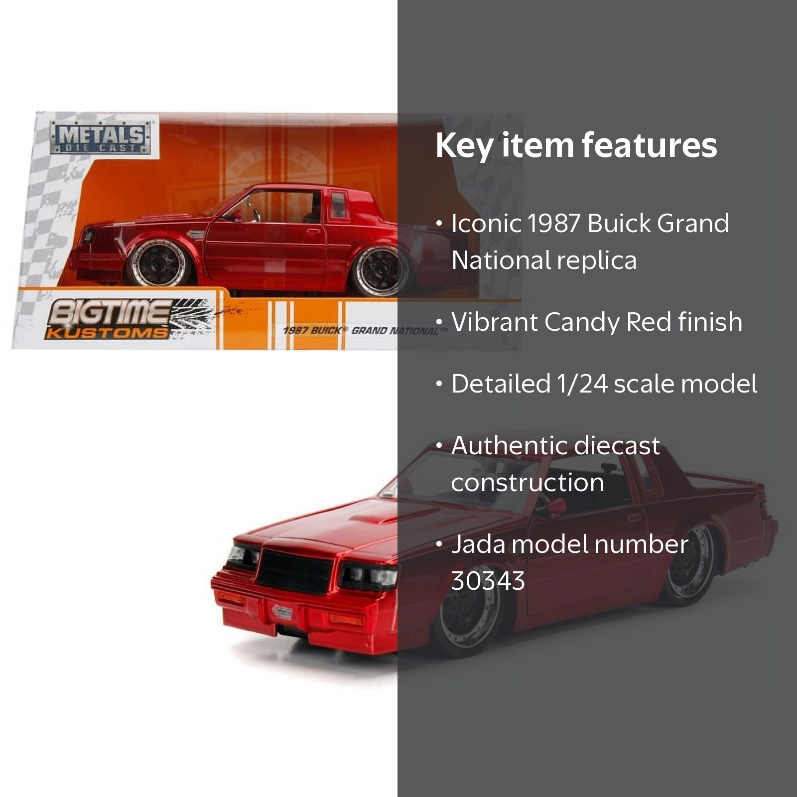 Jada 1987 Buick Grand National Candy Red 1:24 Scale Diecast Model