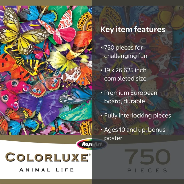 RoseArt Colorluxe 750-Piece Butterflies 3 Adult Interlocking