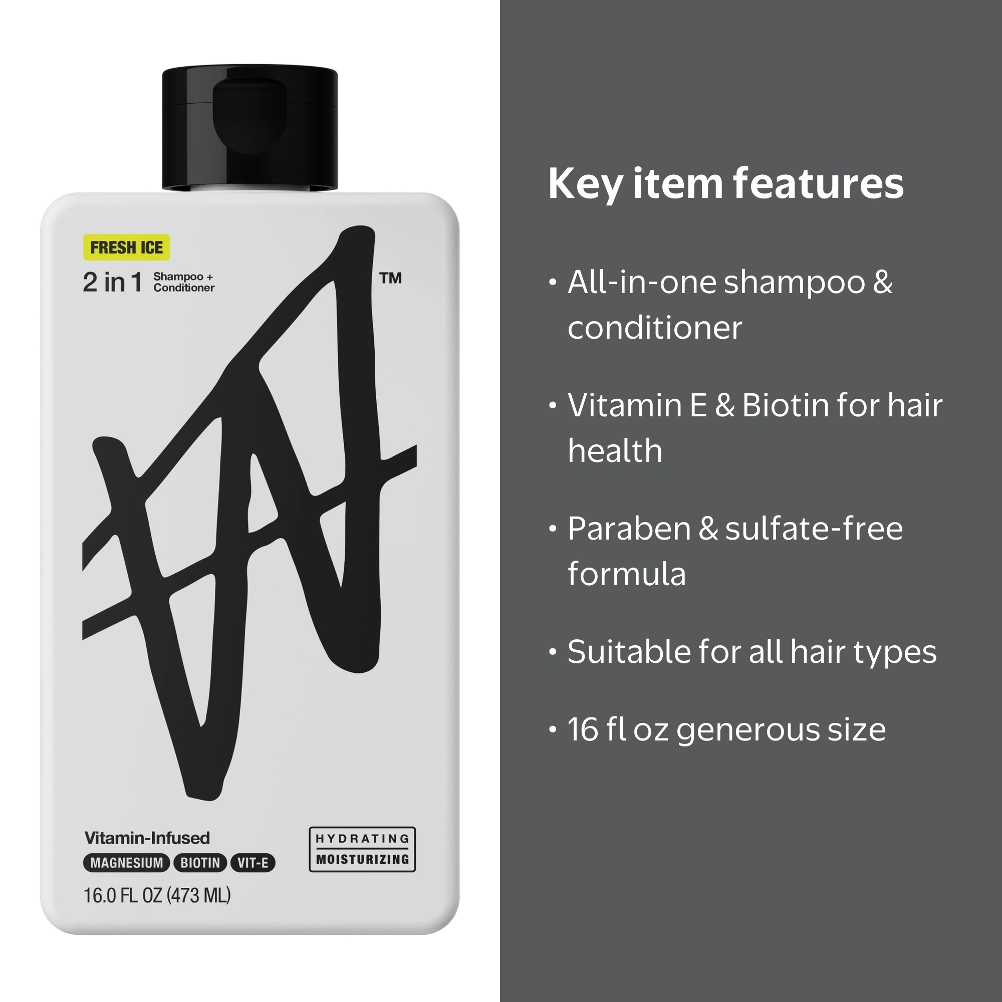 W Hydrating 2in1 Shampoo Conditioner for All Hair Types Fresh Ice