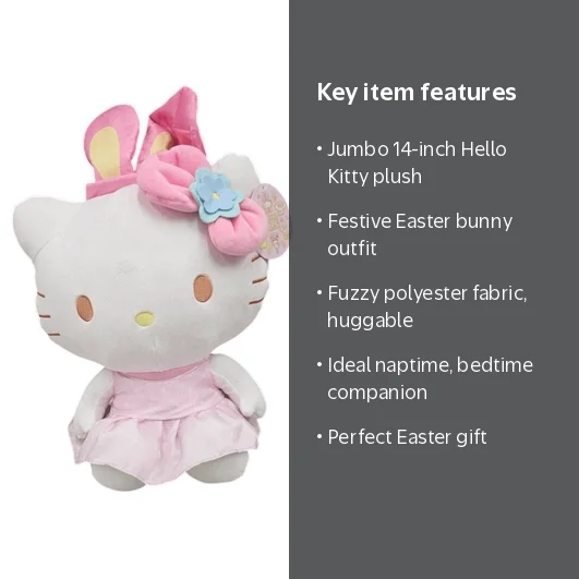 Sanrio® Hello Kitty® Jumbo 14-inch Plush Toy with Easter Bunny