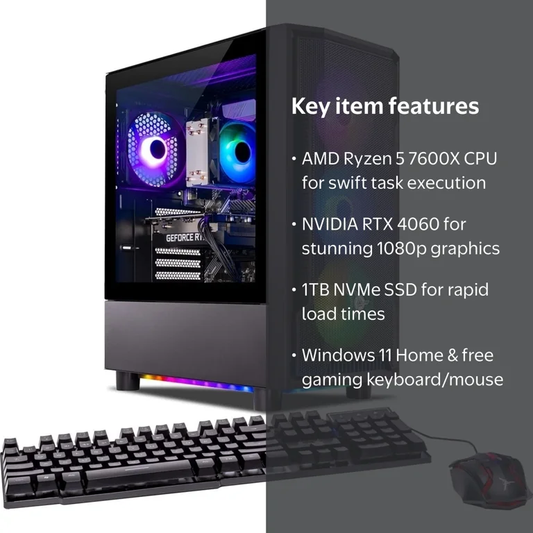 Skytech Shadow Gaming PC Desktop AMD Ryzen 5 7600X NVIDIA GeForce