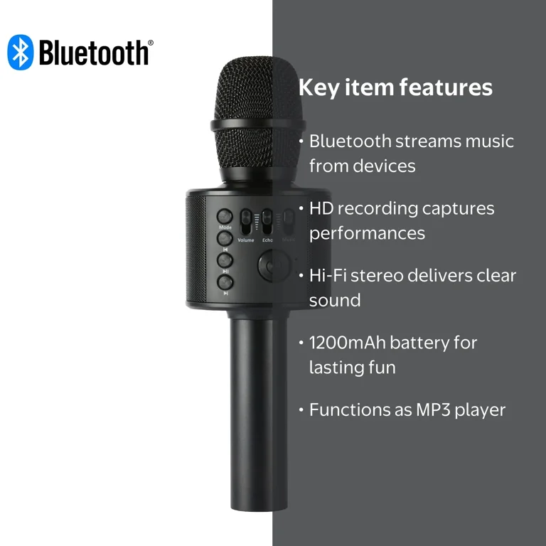 Core Innovations Wireless Bluetooth Karaoke Microphone, Built-in