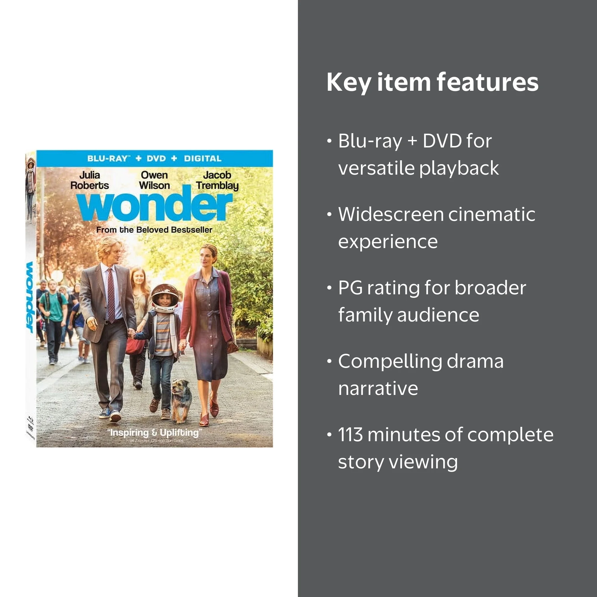 Wonder (Blu-ray + DVD) - Walmart.com
