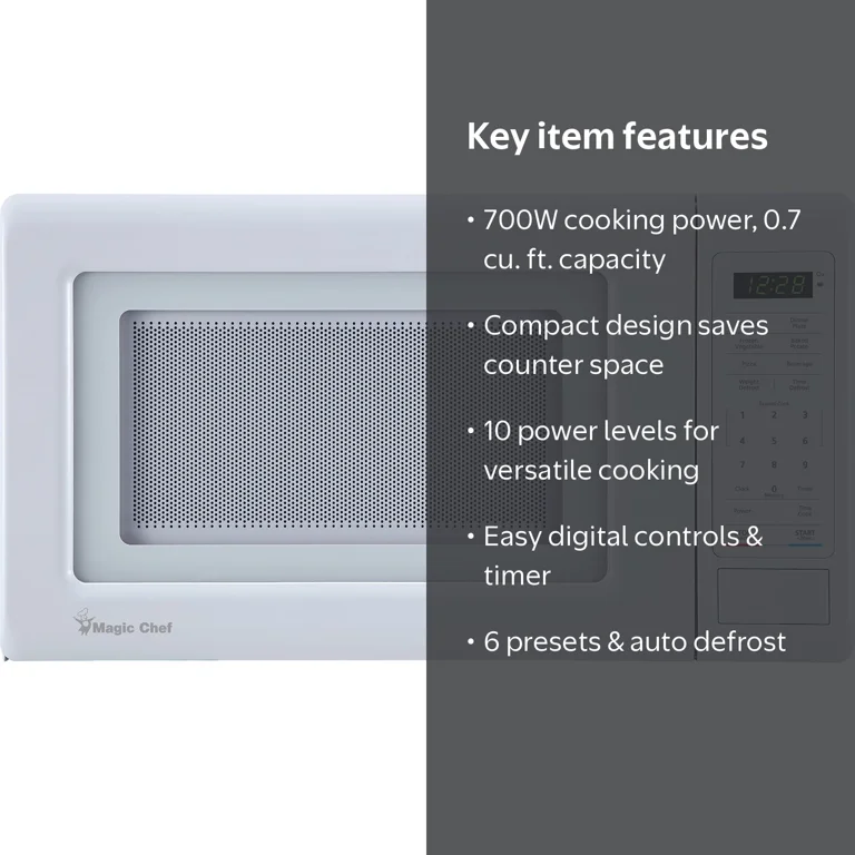 Magic Chef, Microwave, 0.7 Cu Ft, 700W, Digital Touch, White