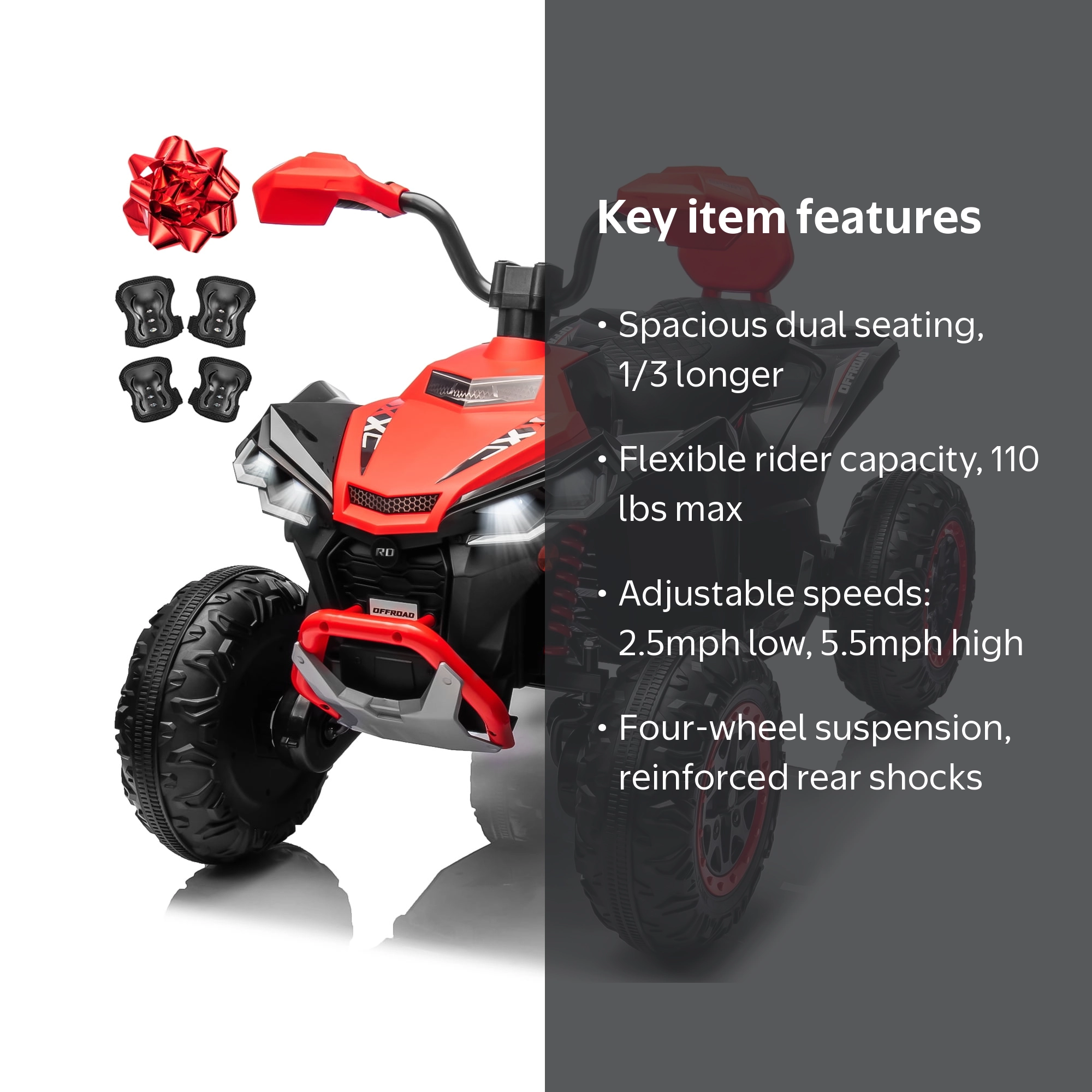 JOYRACER 4WD 24V Electric Kids ATV, 2-Seater Ride-On Toy, 4Ã—200W