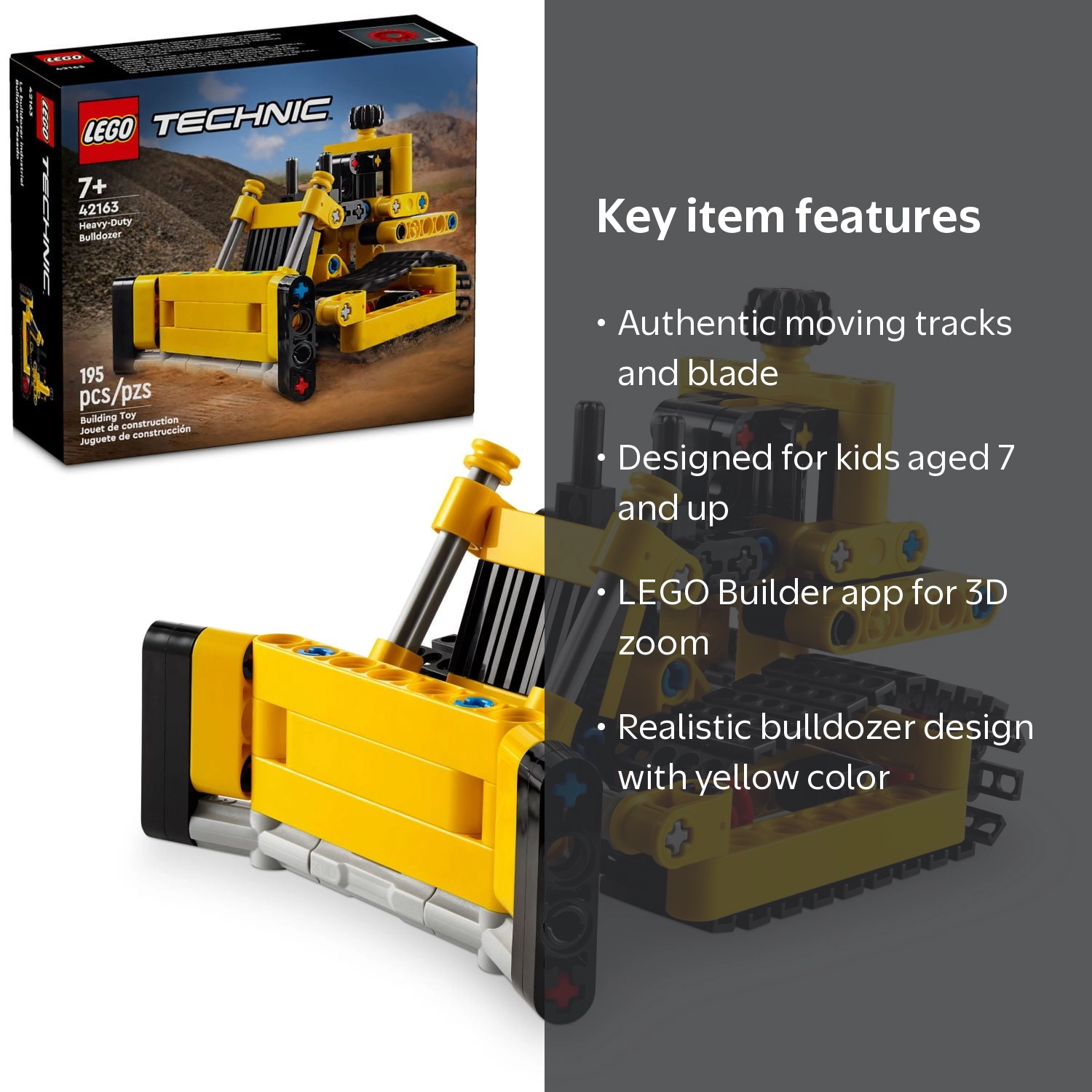 LEGO, Heavy-Duty Bulldozer, Construction Vehicle Toy for Kids Ages