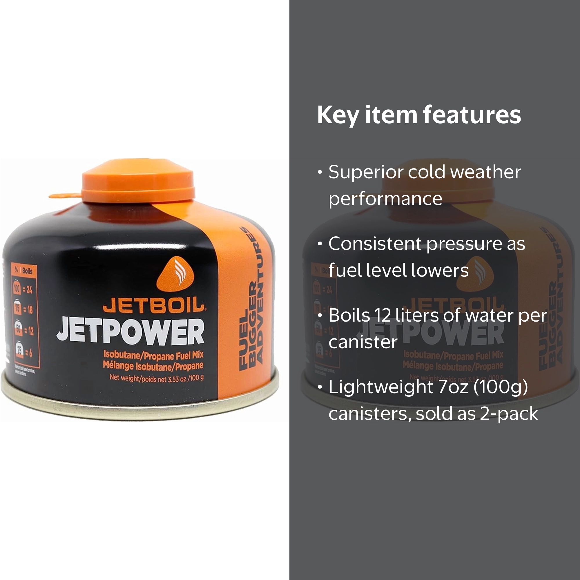 Jetboil Jetpower Fuel for Camping and Backpacking Stoves, 100g, 2