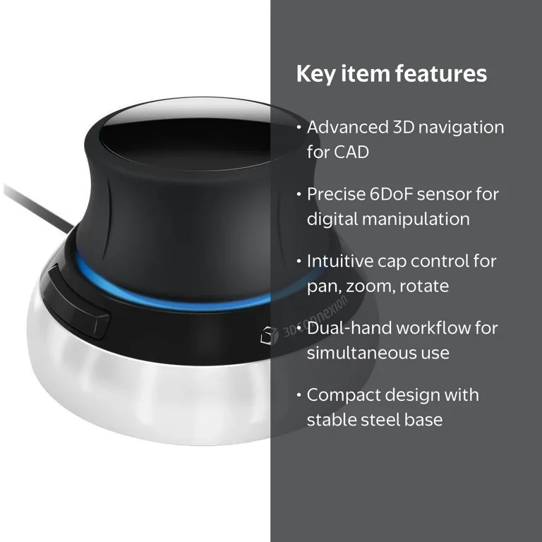3Dconnexion SpaceMouse Compact, Black/Silver, Wired 3D CAD