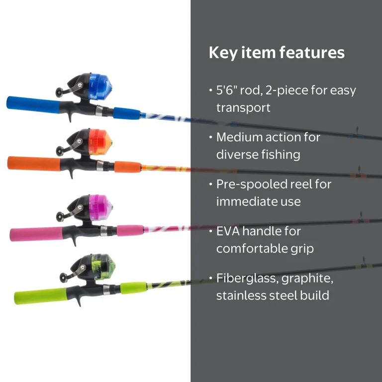 South Bend Worm Gear 2-Piece Graphite Spincast Fishing Rod and