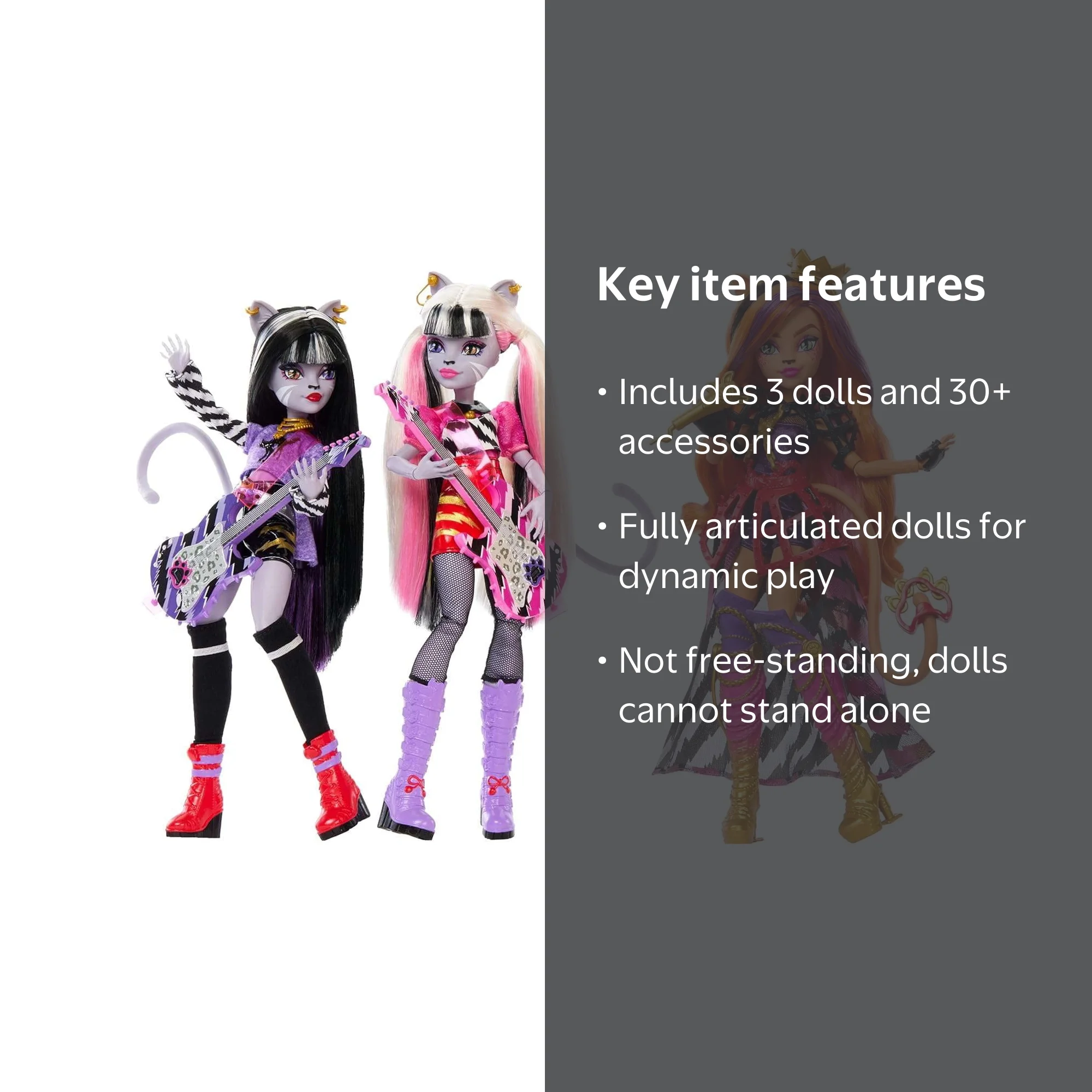 Monster High The Hissfits Purrsephone, Meowlody & Toralei Doll 3pk