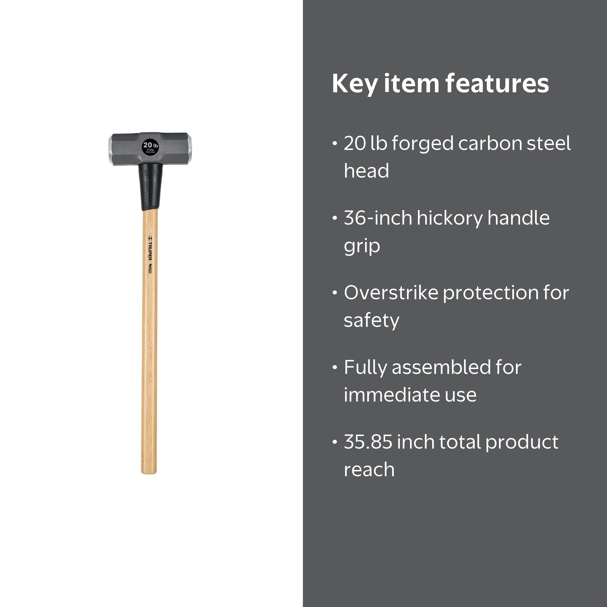 Vulcan tools, Sledge hammer, 20 lb, Hickory handle - Walmart.com