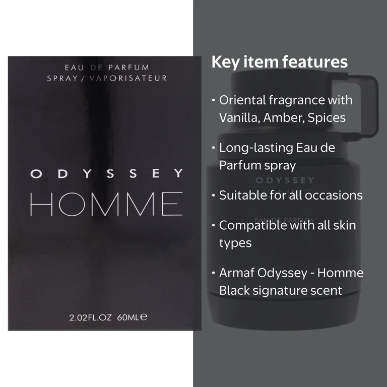 Armaf, Odyssey - Homme Black, 2.02 oz EDP Spray, Oriental