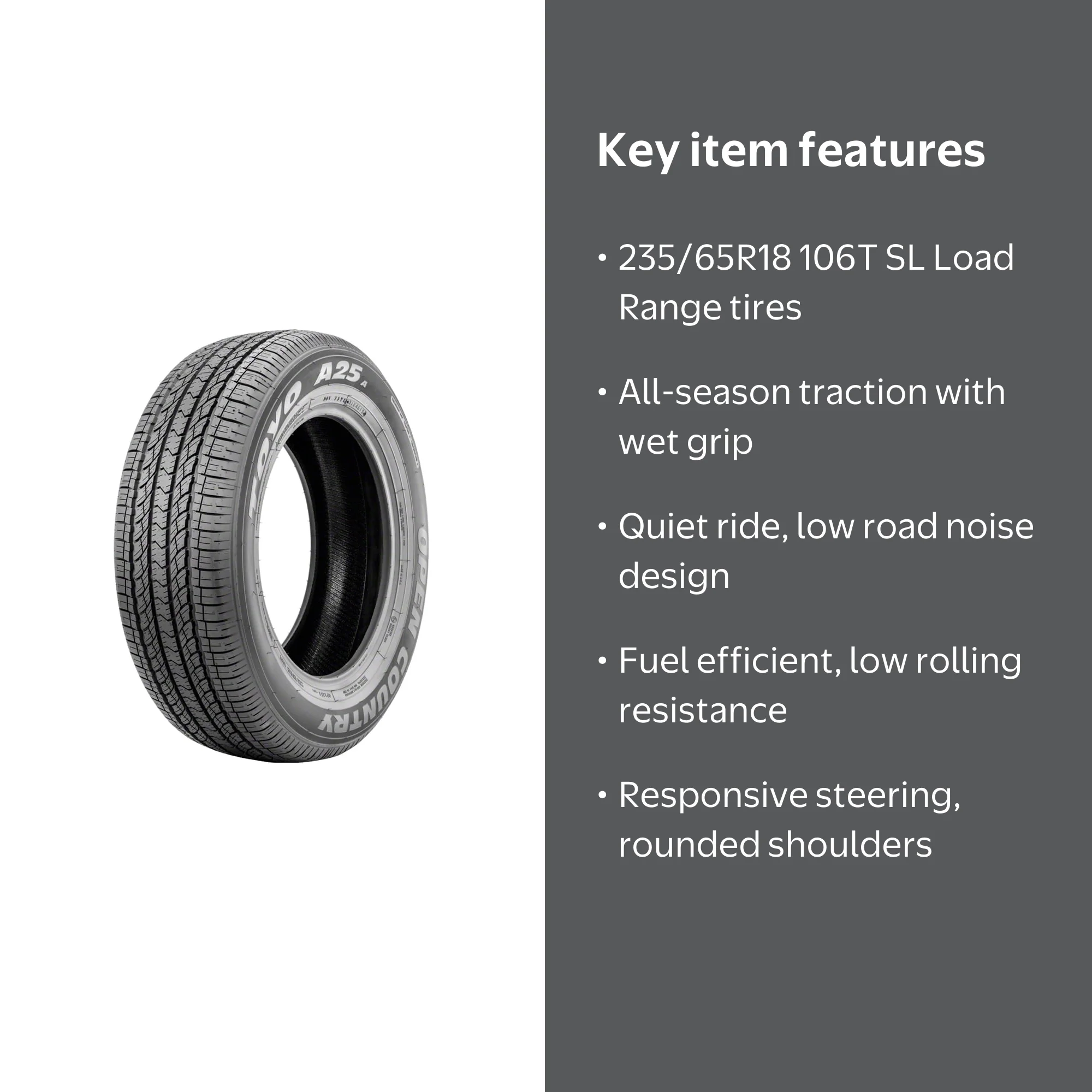 Toyo Open Country A25A P235/65R18 All-Season Tires for SUVs