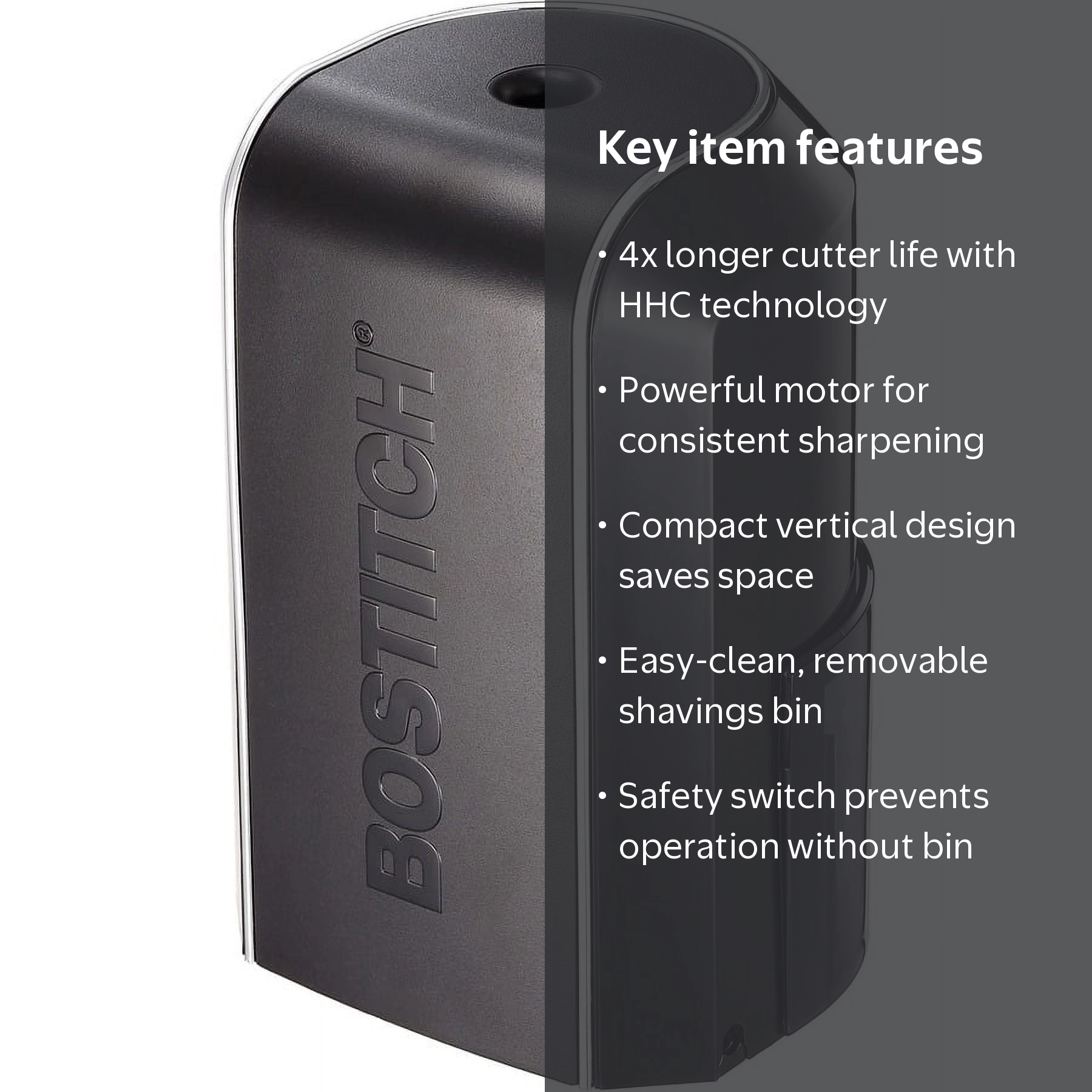 Bostitch Vertical Electric Pencil Sharpener, 1 Hole, Black, EPS5V