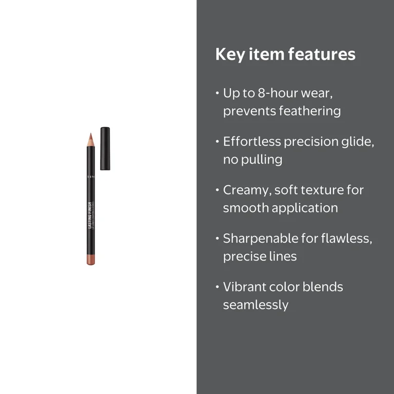 Rimmel London Soft Stay Pencil, Lasting Finish 8HR Lip Liner, 705