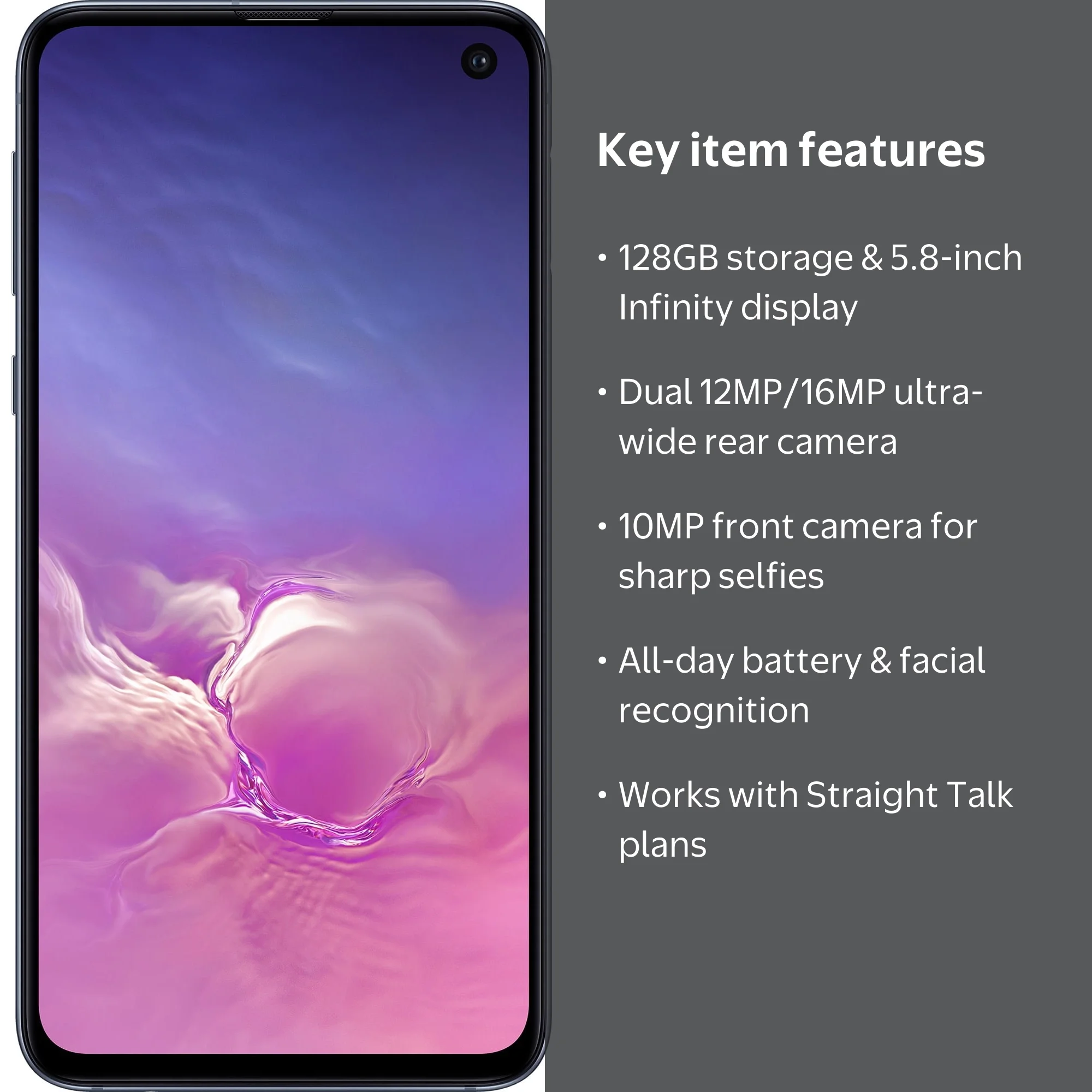Straight Talk Samsung Galaxy S10E Prepaid Smartphone, 128GB, Prism