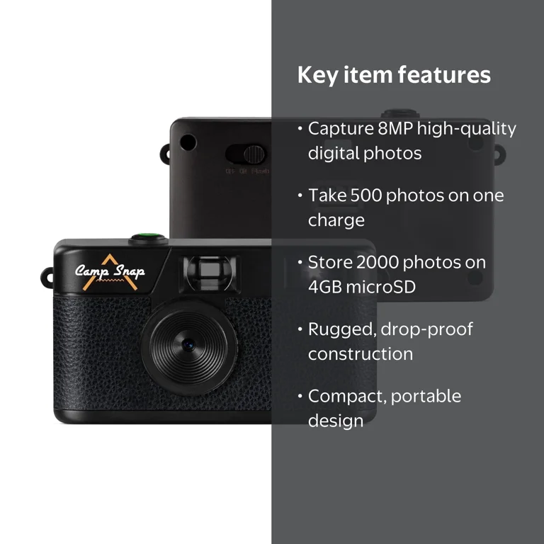 Camp Snap Screen-Free Digital Camera, Easy to Use, Point and Snap