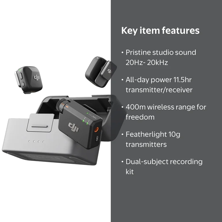 DJI Mic Mini 2.4GHz 2-Person Wireless Microphone System with Case