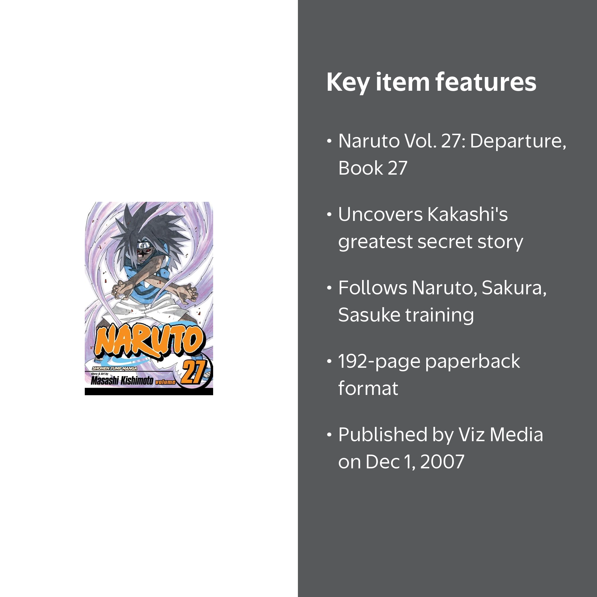 Naruto Naruto, Vol. 27: Departure, Book 27, (Paperback) - Walmart.com