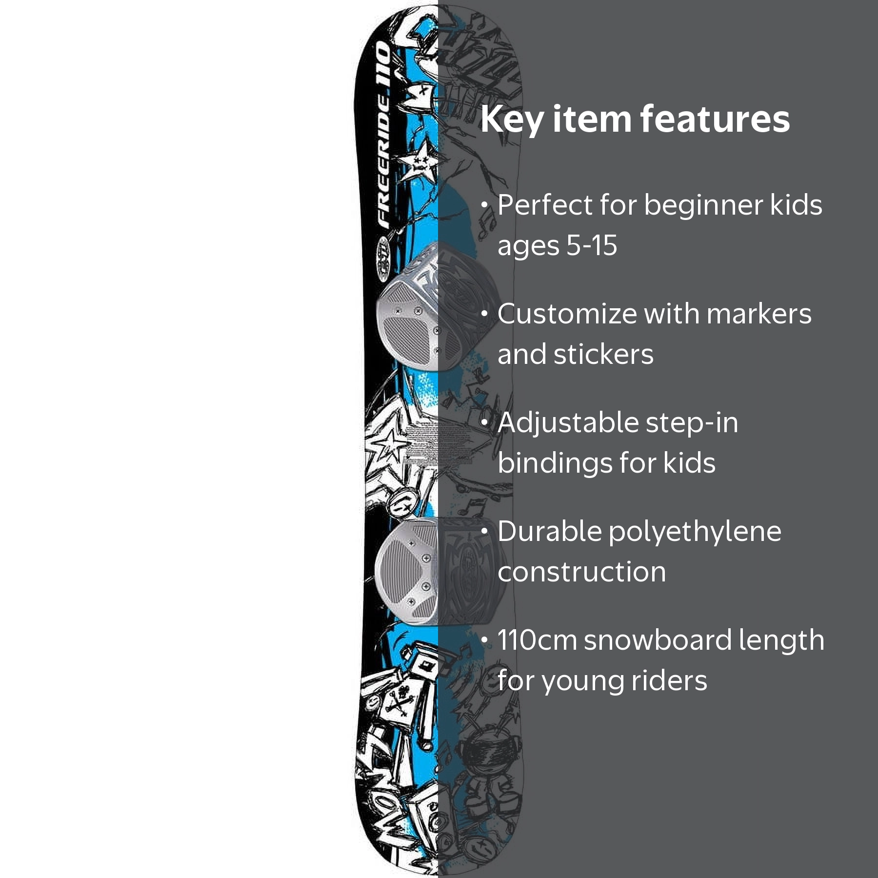 ESP Kids Beginner 110cm Snowboard with Customizable Graffiti