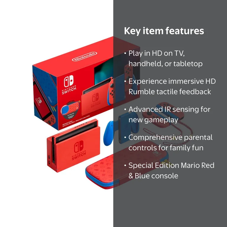 Nintendo Switch - Mario Red & Blue Edition with Red Joy-Con, Full