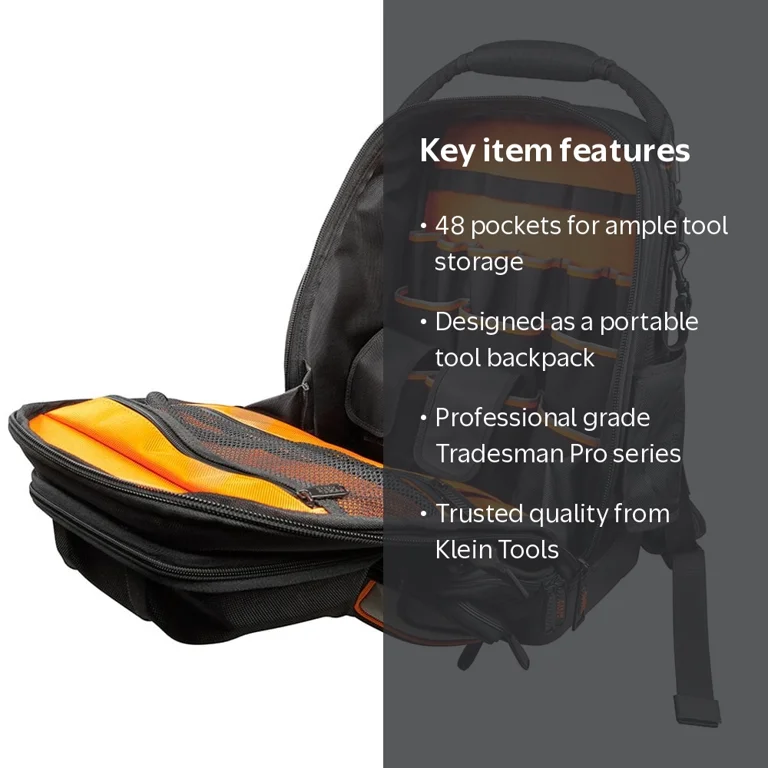 Klein Tools 55485 - Tradesman Pro 48-Pocket Tool Backpack for