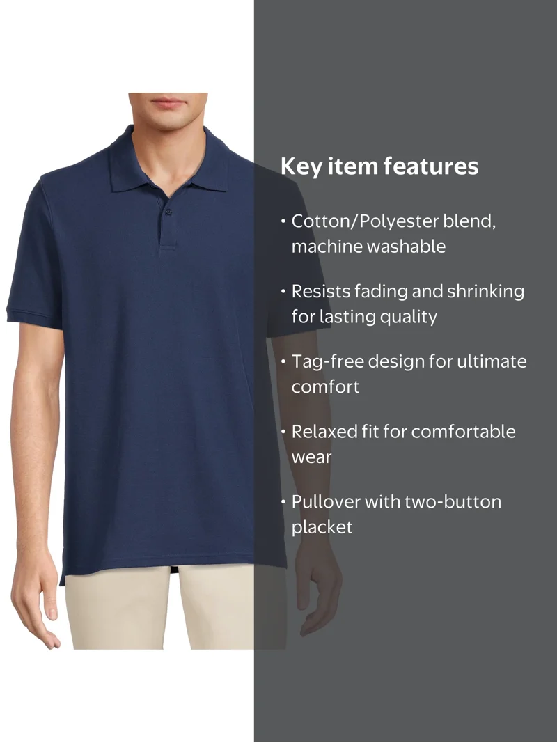 Wonder Nation Young Men's School Uniform Short Sleeve Pique Polo