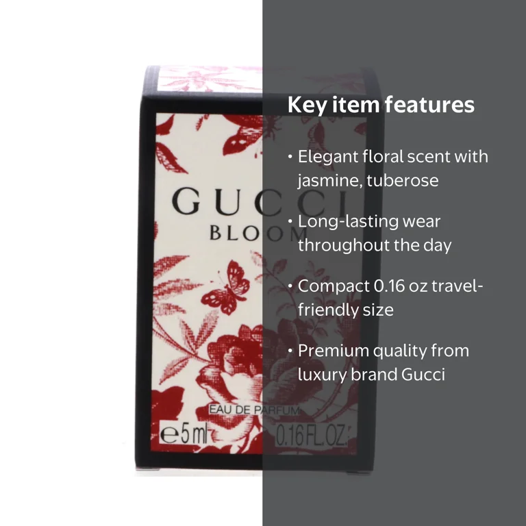 Gucci Bloom Perfume Sampler, 0.16 oz Mini Eau de Parfum, Travel