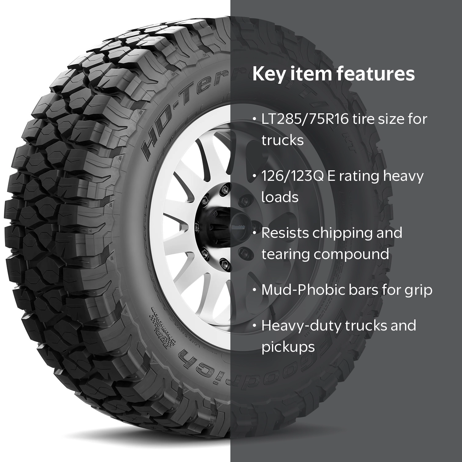 BFG HD-Terrain T/A KT LT285/75R16 126/123Q E - Walmart.com