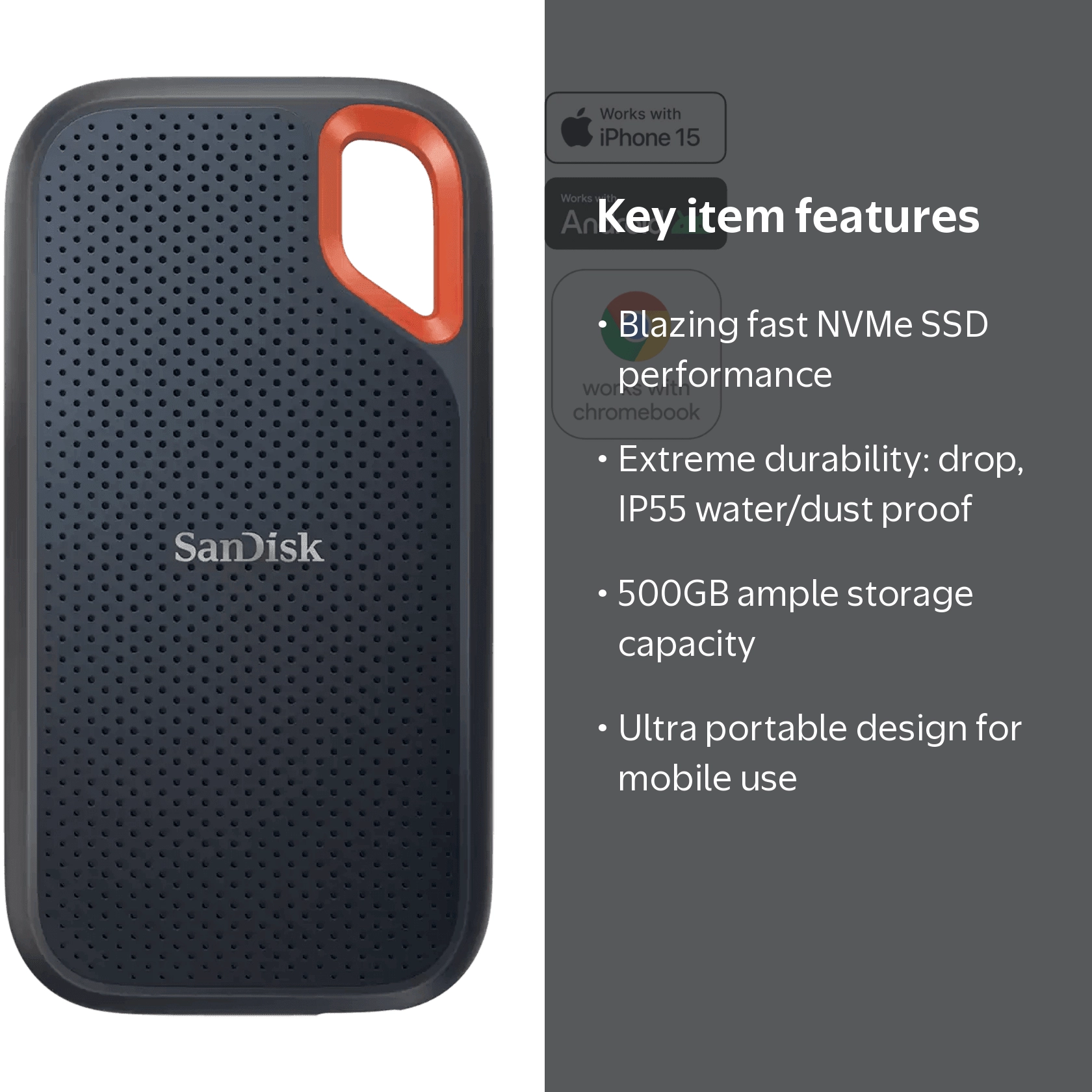 SanDisk, External Solid State Drive, 500GB, Portable - Walmart.com