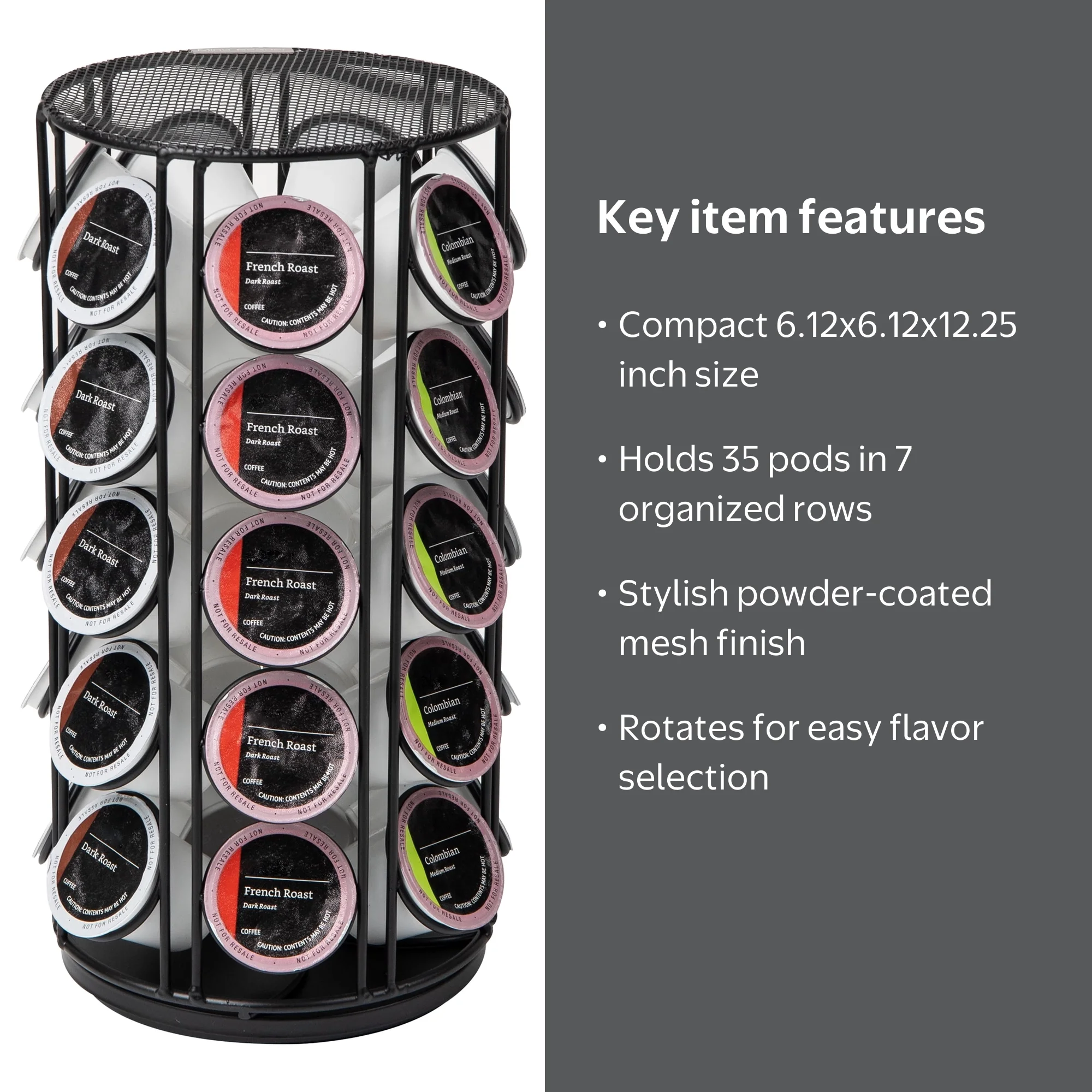 Mind Reader 35 Capacity Rotating Metal Carousel Coffee Pod Holder