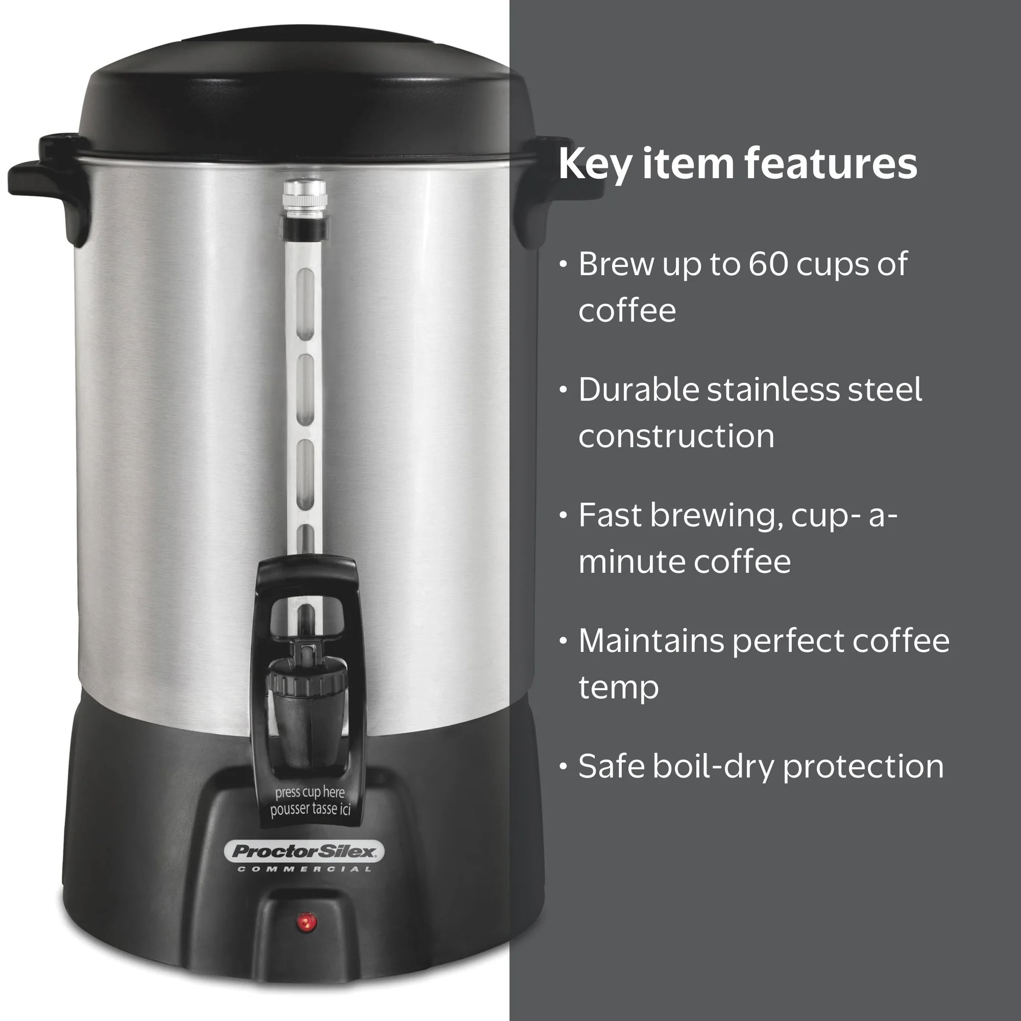 Proctor Silex Commercial 60 Cup Coffee Urn with Hot Water