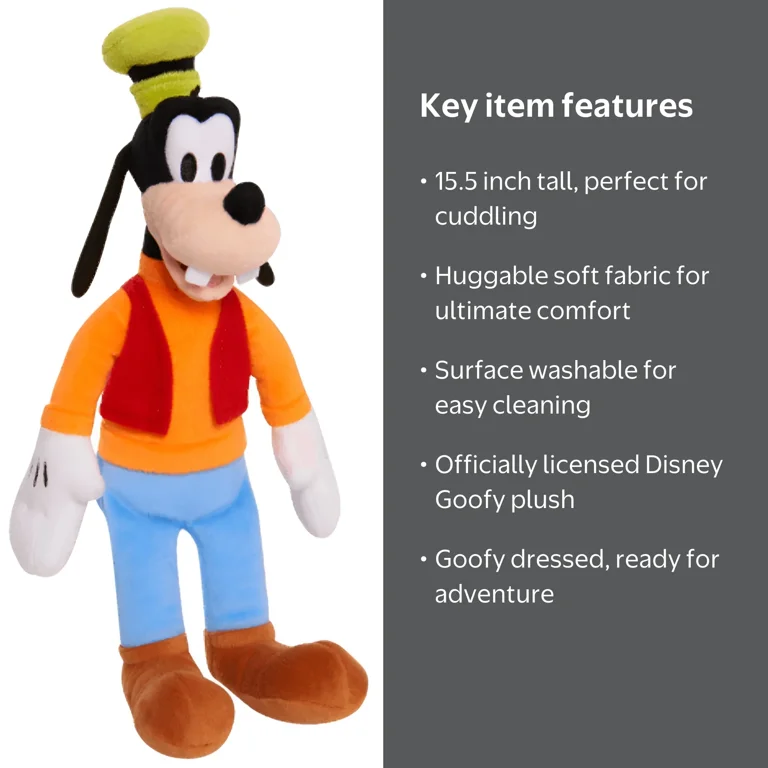 Mickey and Friends, Disney Junior Goofy Plush, Orange, 15.5 inches