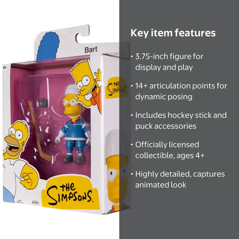 The Simpsons Wave 5 Bart Action Figure (Hockey Uniform) - Walmart.com