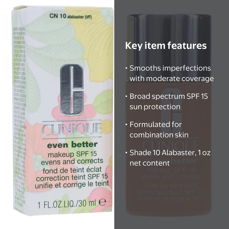 Clinique, Even Better Makeup, Broad Spectrum SPF 15, 10 Alabaster